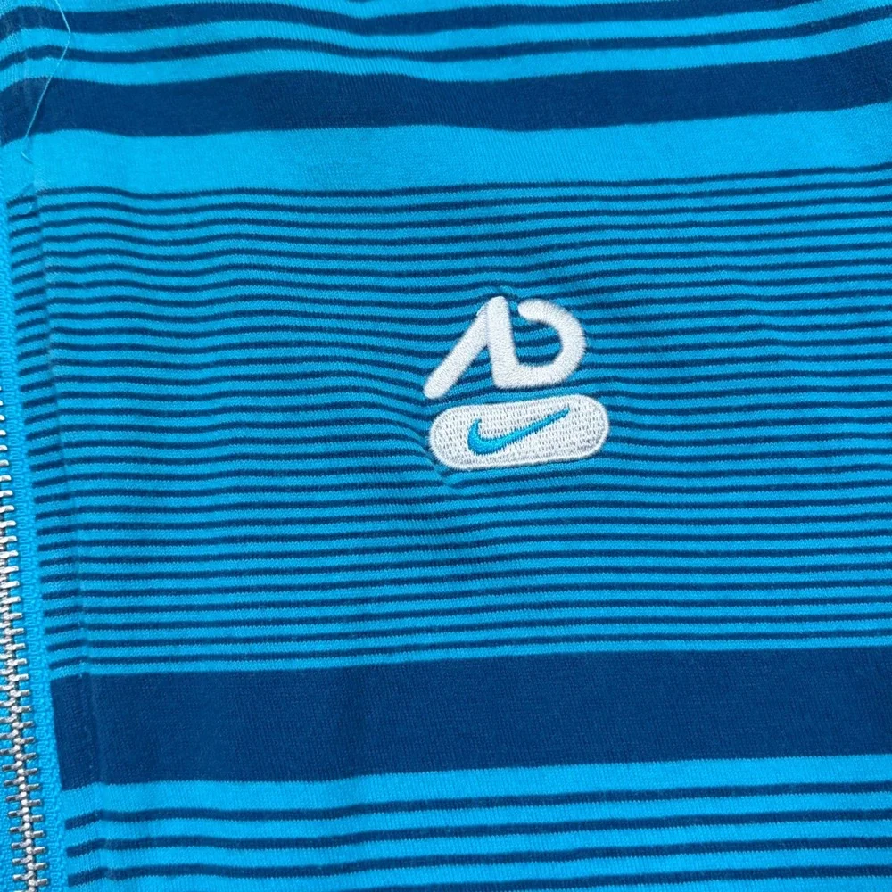 Nike Athletic Dept Reversible Full Zip Hoodie Blue Striped‎ Womens XXL Turquoise